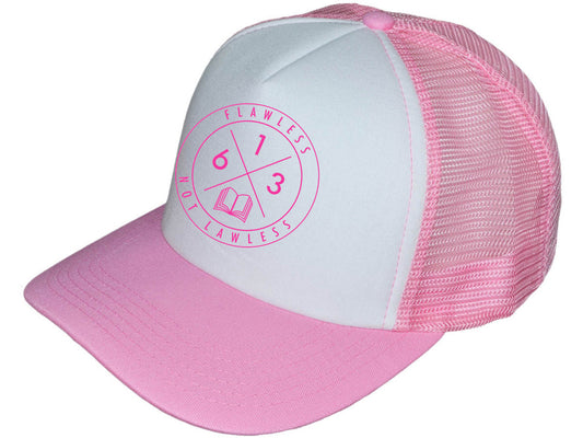 "Flawless not Lawless" pink Trucker Snap Back