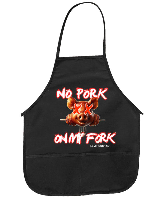 "NO PORK On My Fork" Big Accessories Two-Pocket 24" Apron